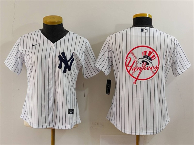 Women's New York Yankees White Team Big Logo Cool Base Stitched Jersey(Run Small) Women's New York Yankees White Team Big Logo Cool Base Stitched Jersey(Run Small)
